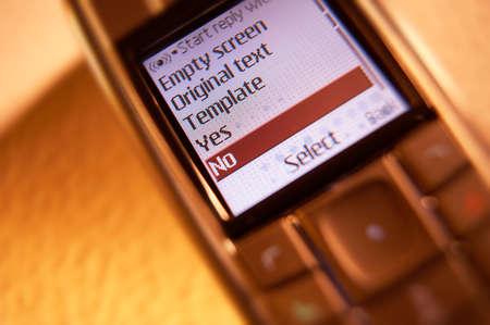 TEXT MESSAGE NO MENU ON MOBILE PHONE SCREENの写真素材
