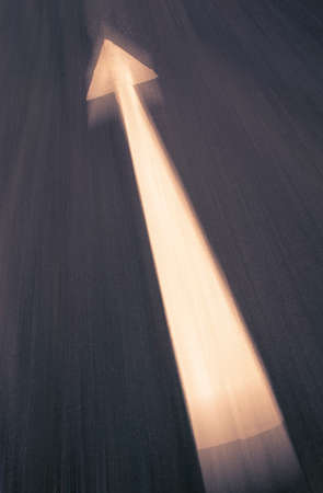 White painted road traffic ahead direction signの写真素材