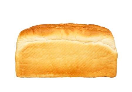 Single loaf of white bread isolated on white backgroundの写真素材