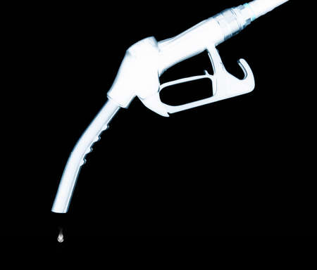 X-ray image of petrol pump isolated on black backgroundの写真素材