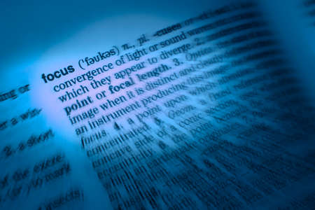 Close up of dictionary page showing definition of the word focusの写真素材