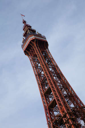 Blackpool Tower against blue sky and cloudsのeditorial素材