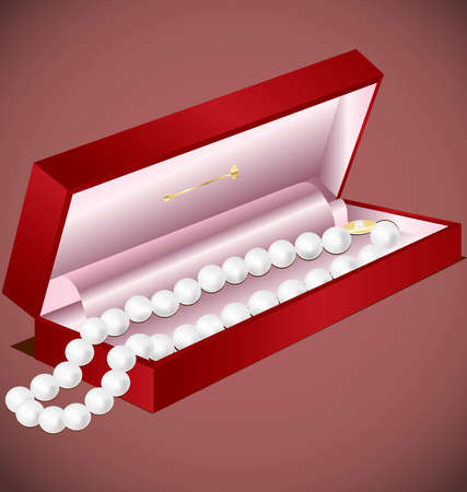 in a decorative red box pearl beadsのイラスト素材