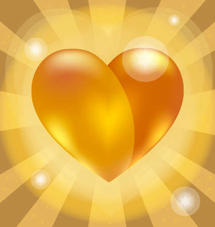 on a yellow background with hotspot a big golden heartのイラスト素材