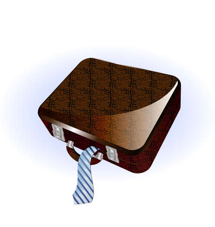 on a white background a big brown suitcaseのイラスト素材