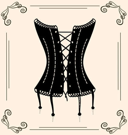 on vintage background is outlines lady's corsetのイラスト素材
