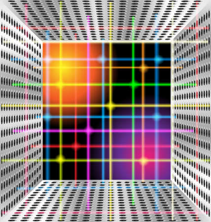 metal box and neon linesのイラスト素材