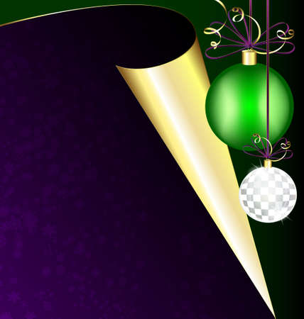 purple paper and Christmas ballsのイラスト素材
