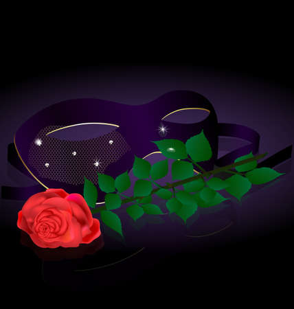 carnival half-mask and roseのイラスト素材