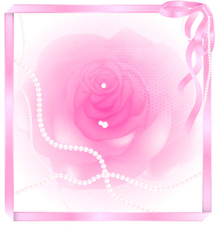 pink rose and pearlのイラスト素材