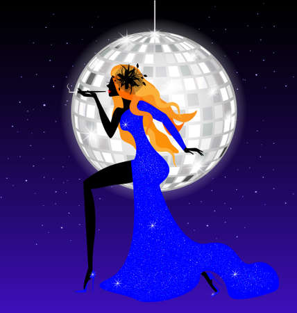 lady-night in blueのイラスト素材