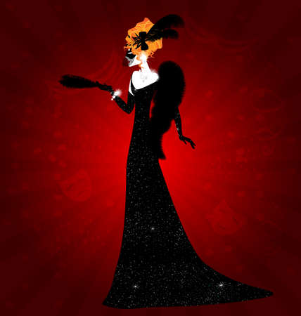 lady and black maskのイラスト素材