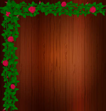 background wood and roseのイラスト素材