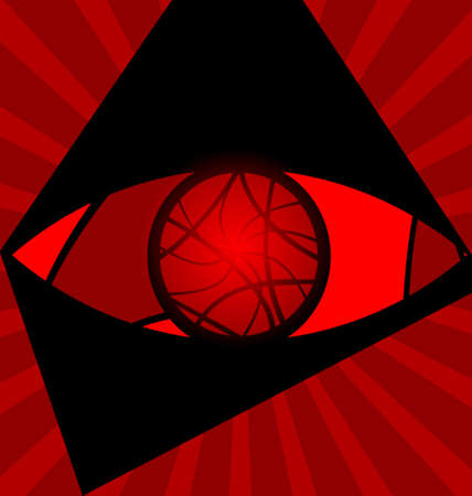red background variation  eye consisting of linesのイラスト素材