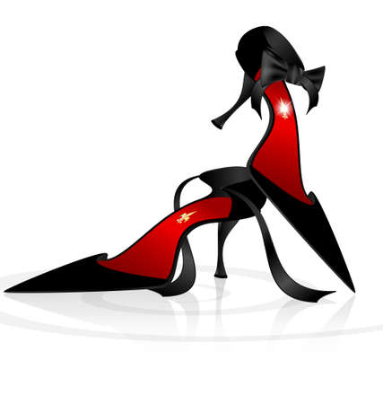 on a white background is couple of black elegant lady s shoesのイラスト素材