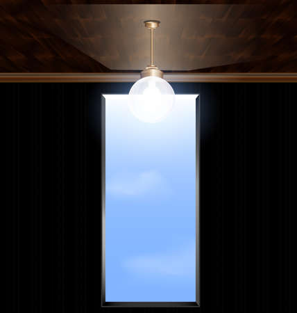 abstract inverted room and a door leading to the skyのイラスト素材