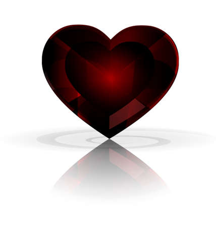 white background and big dark red heart-crystalのイラスト素材