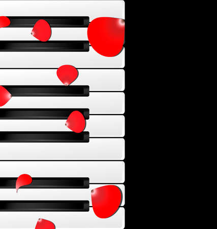 abstract piano white-black keys and red petalsのイラスト素材
