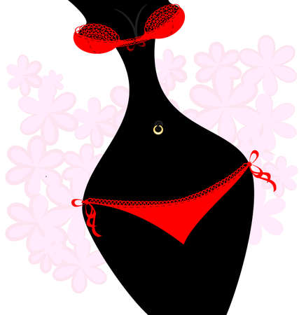 abstract black female figure in red underwearのイラスト素材