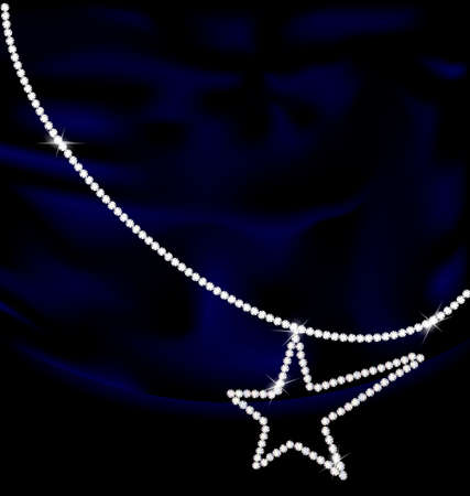a blue silk and a jewelry star-pendantのイラスト素材