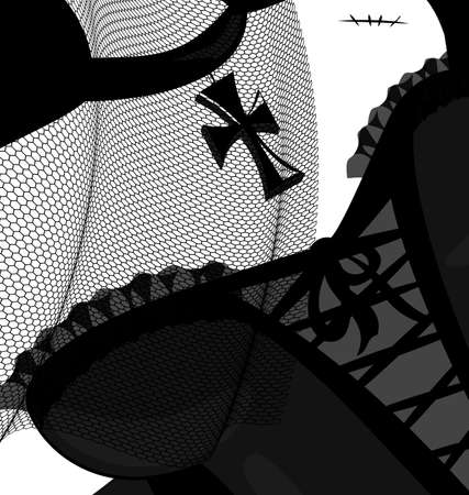 black gothic neckband with corsetのイラスト素材