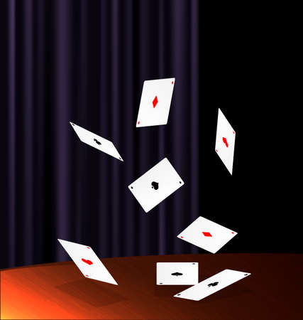 table and flying cards