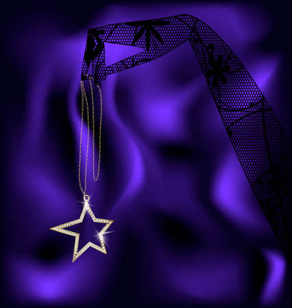 a lace glove and a jewelry chain with a pendant starのイラスト素材