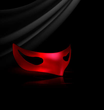 dark background and carnival red half maskのイラスト素材