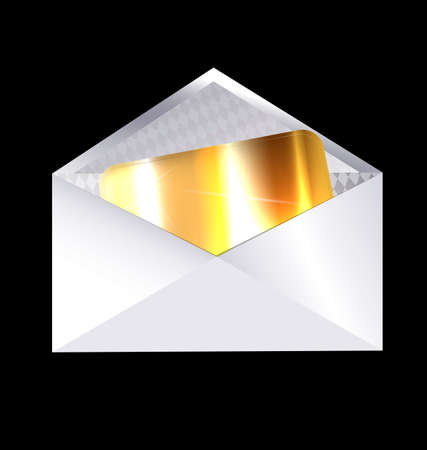 dark background and the envelope with golden card insideのイラスト素材