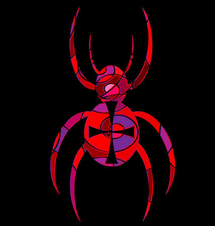 abstract image of red spider consisting of linesのイラスト素材