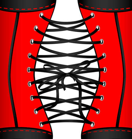 white background and abstract black lace of red corsetのイラスト素材
