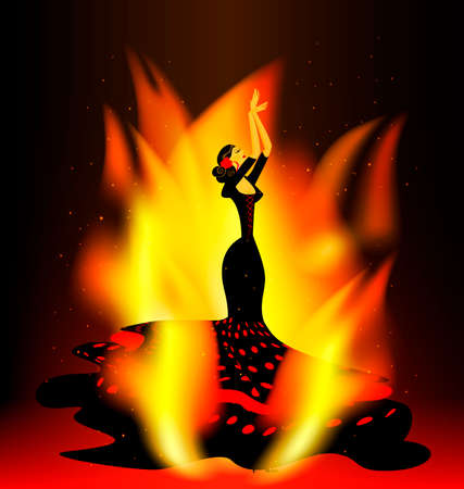 flaming flamenco danceのイラスト素材
