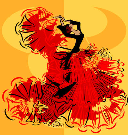 abstract yellow image of flamencoのイラスト素材