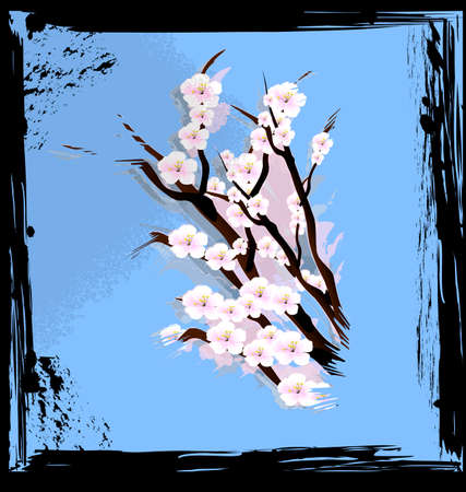 Abstract blue and blossomのイラスト素材