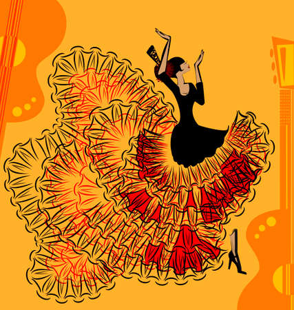 abstract red-yellow music of flamencoのイラスト素材