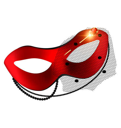 carnival red half-mask and golden pinのイラスト素材