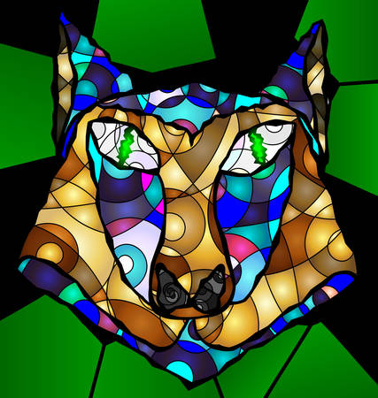 background variation with abstract image of colored head of wolfのイラスト素材