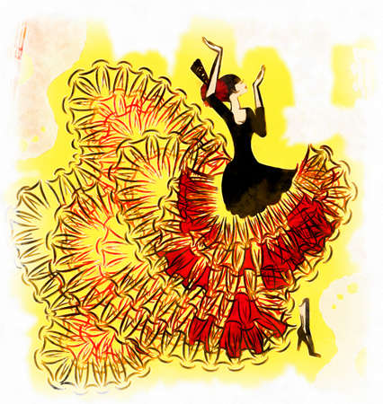 illustration abstract red-yellow flamencoの写真素材