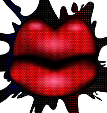 abstract red lips and dark blotのイラスト素材