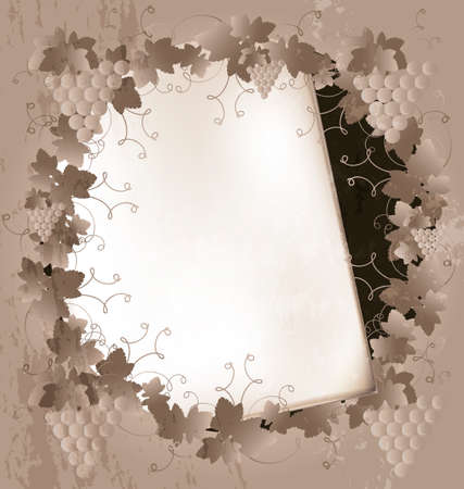 paper and grape frameのイラスト素材
