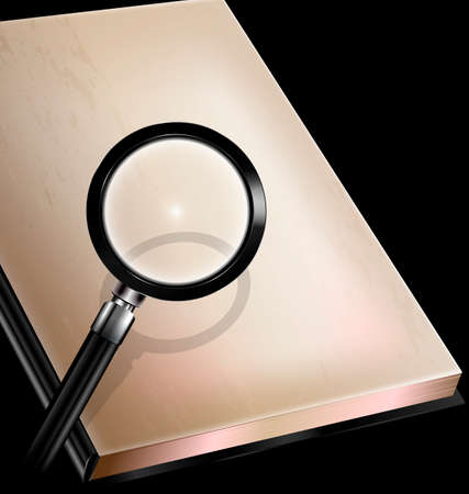 vintage page of book and magnifierのイラスト素材