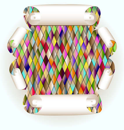 many colored romb retro stylized empty sheet of paper scrollのイラスト素材