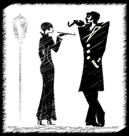 image of smoking coupleのイラスト素材