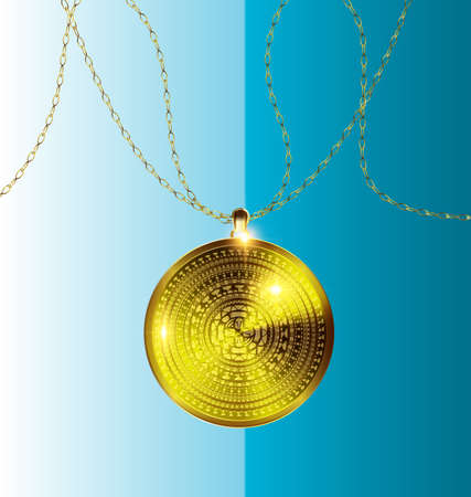 gold pendant medalのイラスト素材