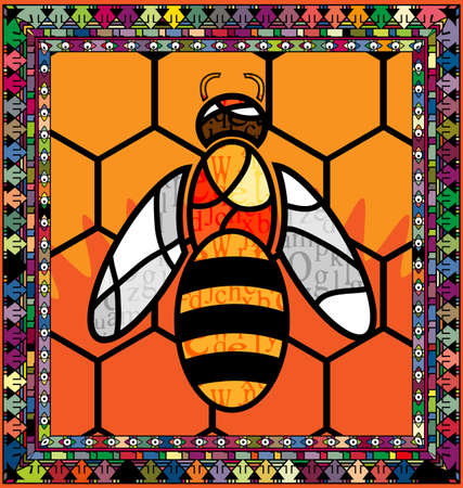 abstract colored background image of bee consisting of lines and figuresのイラスト素材