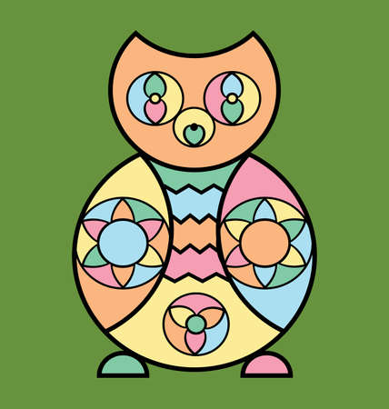 colored background image of the abstract owlのイラスト素材