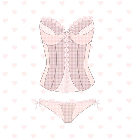 vector illistration abstract beige lingerie with lacingのイラスト素材