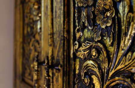 Wardrobe with carved flowersの写真素材