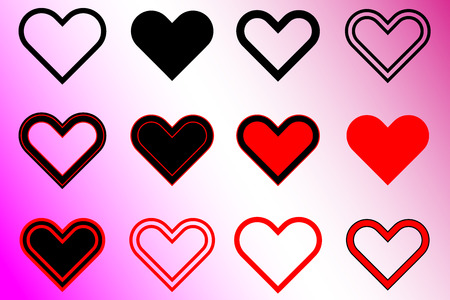hearts set, Valentine heart,Hearts, vector setのイラスト素材