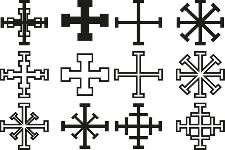 cross set, Set of crosses, Vector Crosses icon set ,のイラスト素材